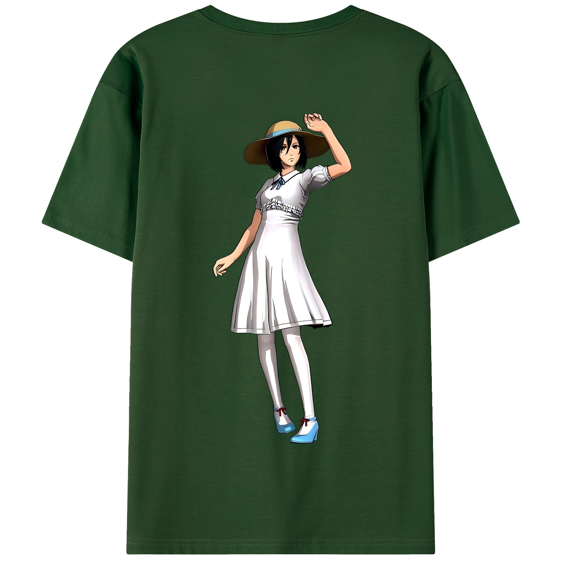 （画像用） 進撃の巨人 ミカサ·アッカーマン Attack on Titan Mikasa Ackerman 綿100％半袖Tシャツ（背面プリント）